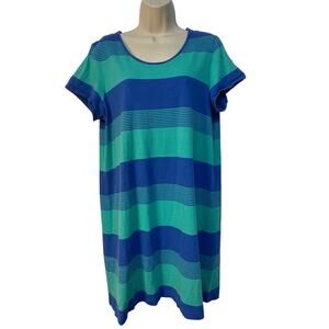 Tommy Hilfiger Shorts Sleeve Crewneck Striped Dress Color Green/Blue‎ Size XL